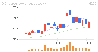 エクサウィザーズ(4259)の日足チャート