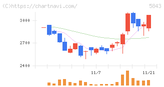 ニッポンインシュア(5843)の日足チャート