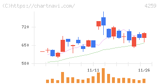 エクサウィザーズ(4259)の日足チャート