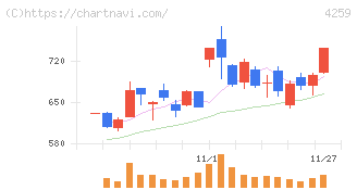 エクサウィザーズ(4259)の日足チャート