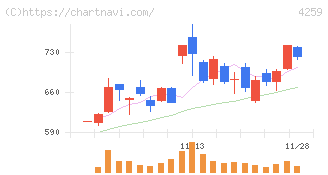 エクサウィザーズ(4259)の日足チャート