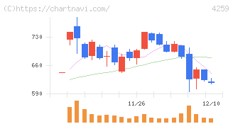 エクサウィザーズ(4259)の日足チャート