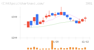 ビーグリー(3981)の日足チャート