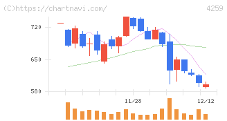 エクサウィザーズ(4259)の日足チャート