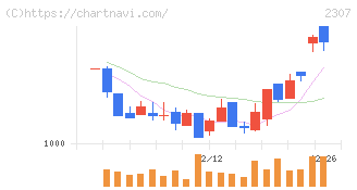 クロスキャット(2307)の日足チャート