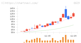 テクノホライゾン(6629)の日足チャート