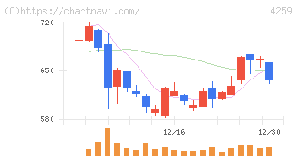 エクサウィザーズ(4259)の日足チャート