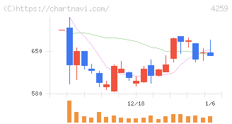 エクサウィザーズ(4259)の日足チャート