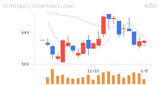 エクサウィザーズ(4259)の日足チャート