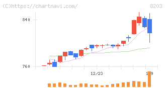 ＭｒＭａｘＨＤ(8203)の日足チャート