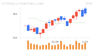 セキュアヴェイル(3042)の日足チャート