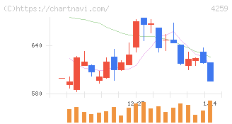 エクサウィザーズ(4259)の日足チャート