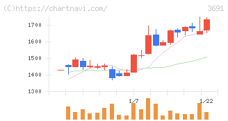 デジタルプラス(3691)の日足チャート