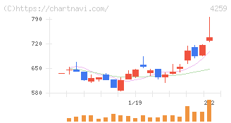 エクサウィザーズ(4259)の日足チャート