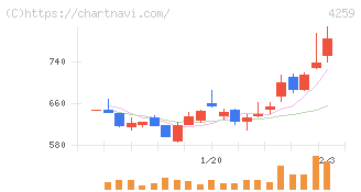 エクサウィザーズ(4259)の日足チャート