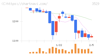 アツギ(3529)の日足チャート