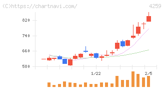 エクサウィザーズ(4259)の日足チャート