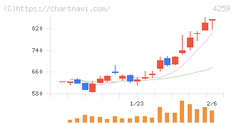 エクサウィザーズ(4259)の日足チャート