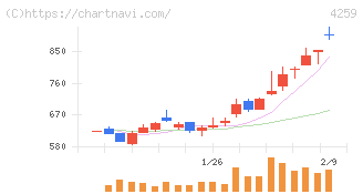 エクサウィザーズ(4259)の日足チャート