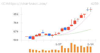 エクサウィザーズ(4259)の日足チャート