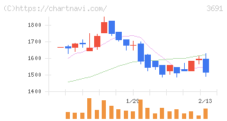 デジタルプラス(3691)の日足チャート