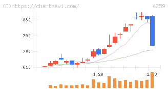 エクサウィザーズ(4259)の日足チャート