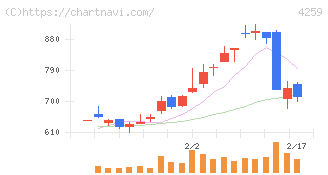 エクサウィザーズ(4259)の日足チャート