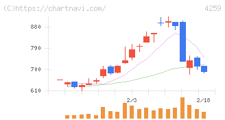 エクサウィザーズ(4259)の日足チャート
