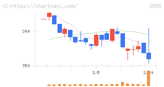 ユビキタスＡＩ(3858)の日足チャート