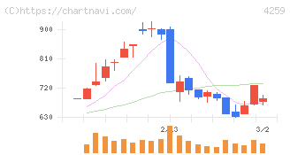 エクサウィザーズ(4259)の日足チャート