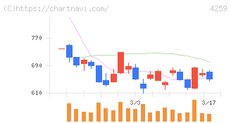エクサウィザーズ(4259)の日足チャート