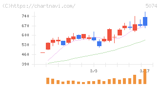 テスホールディングス(5074)の日足チャート