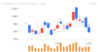 住石ホールディングス(1514)の日足チャート