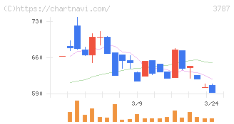 テクノマセマティカル(3787)の日足チャート