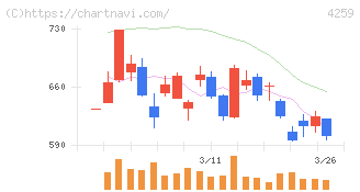 エクサウィザーズ(4259)の日足チャート