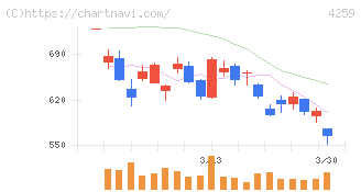 エクサウィザーズ(4259)の日足チャート