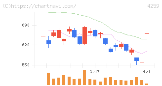 エクサウィザーズ(4259)の日足チャート