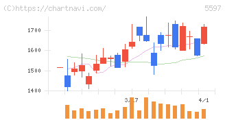 ブルーイノベーション(5597)の日足チャート
