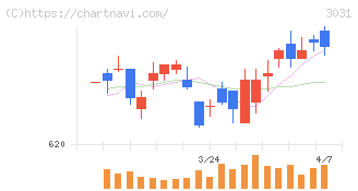 ラクーンホールディングス(3031)の日足チャート