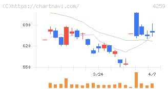 エクサウィザーズ(4259)の日足チャート
