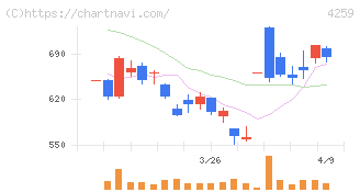 エクサウィザーズ(4259)の日足チャート