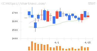 ブルーイノベーション(5597)の日足チャート