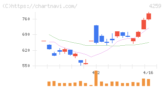 エクサウィザーズ(4259)の日足チャート