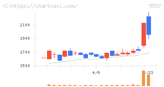 ブルーイノベーション(5597)の日足チャート